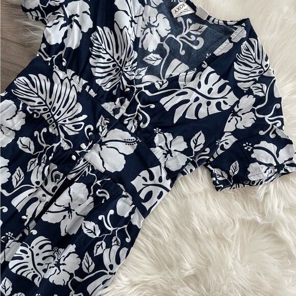New Roxy Ocean Echo Navy Tropical Floral Button Down Maxi Dress - Picture 3 of 7